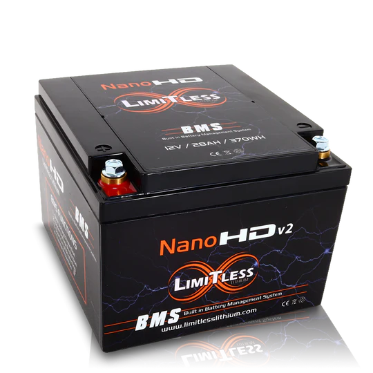 LIMITLESS LITHIUM - BATTERIES - NANO -HDV2 30AH MOTORCYCLE / POWER SPORTS BATTERY (UNDER THE SEAT REPLACEMENT)