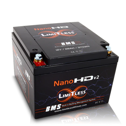 LIMITLESS LITHIUM - BATTERIES - NANO -HDV2 30AH MOTORCYCLE / POWER SPORTS BATTERY (UNDER THE SEAT REPLACEMENT)